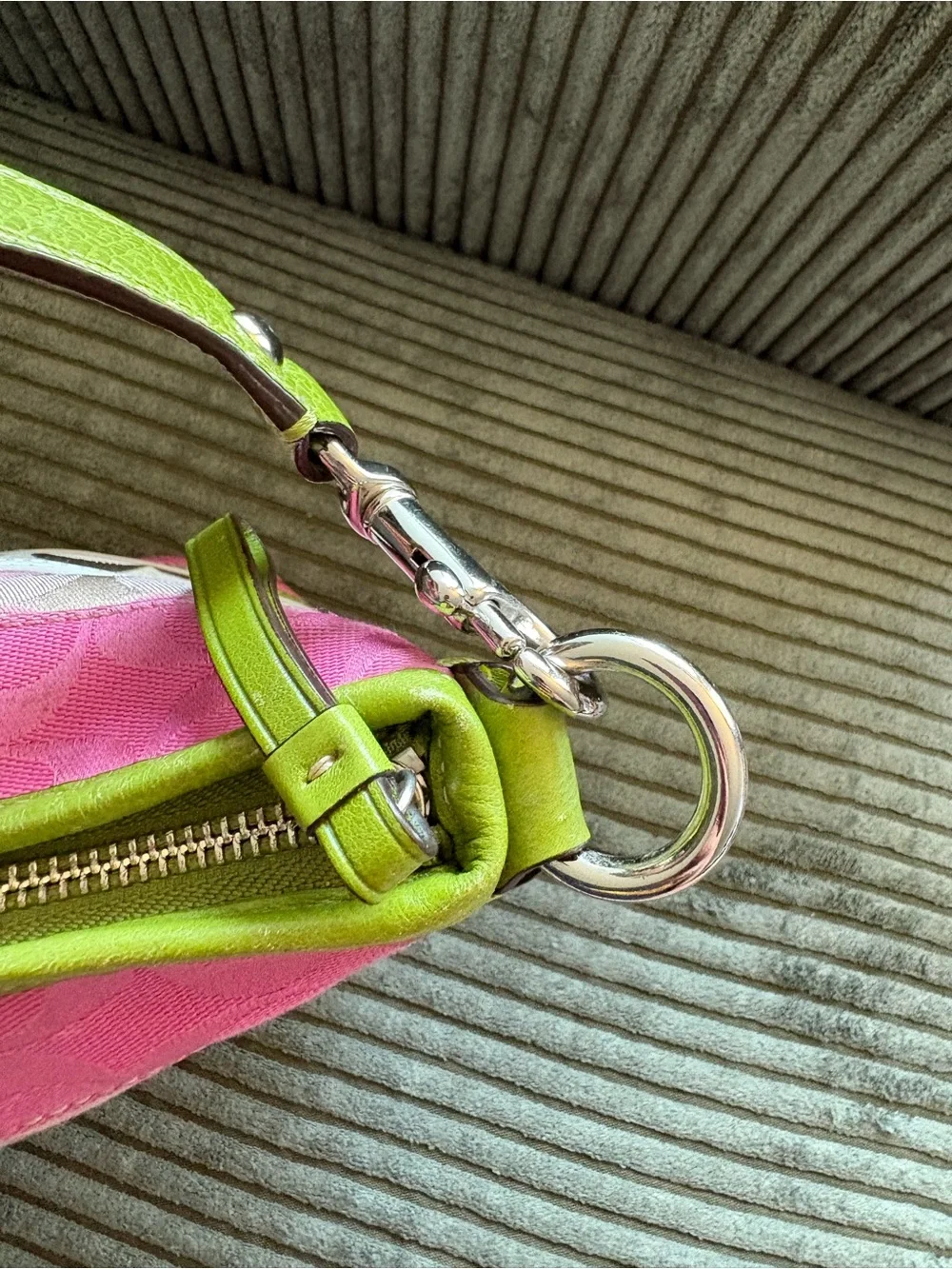 ✨RARE✨ Coach Bleecker Pink and Green Daisy Patchwork Demi Bag